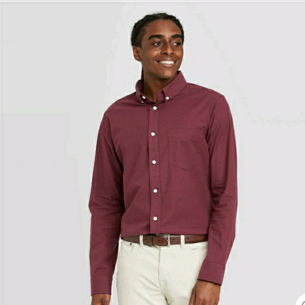 Poplin Long Sleeve Button-Down Shirt